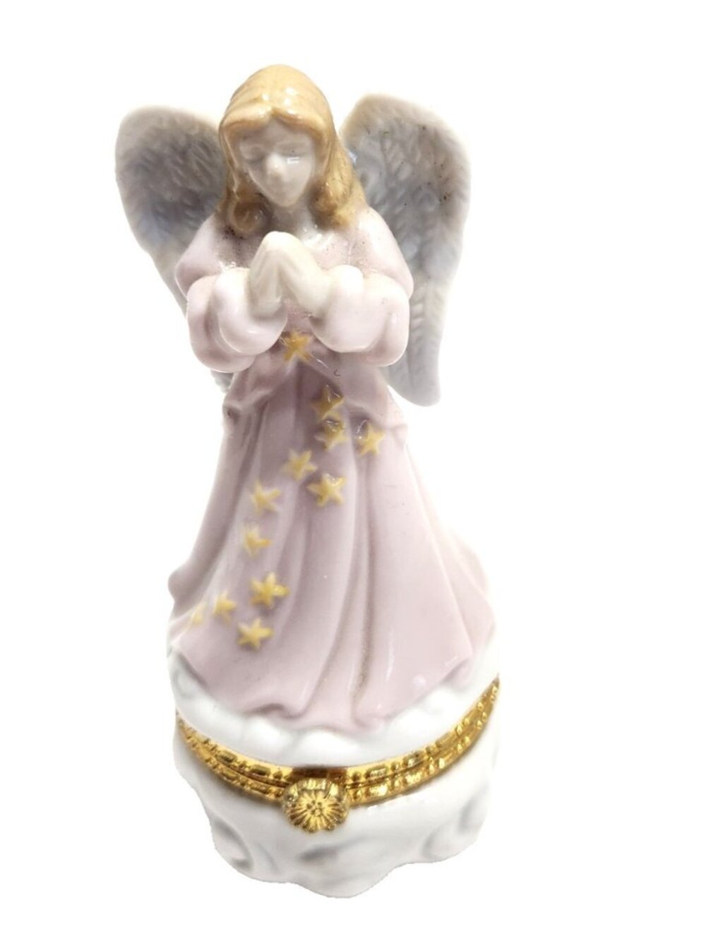Worry Angel Porcelain Trinket Box by Roman Inc – Pink Religious Angel Figurine